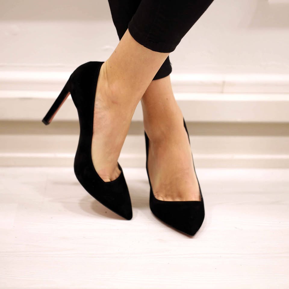 Pabuc Butik Seicelle Bayan Stiletto Ayakkabı Siyah Süet
