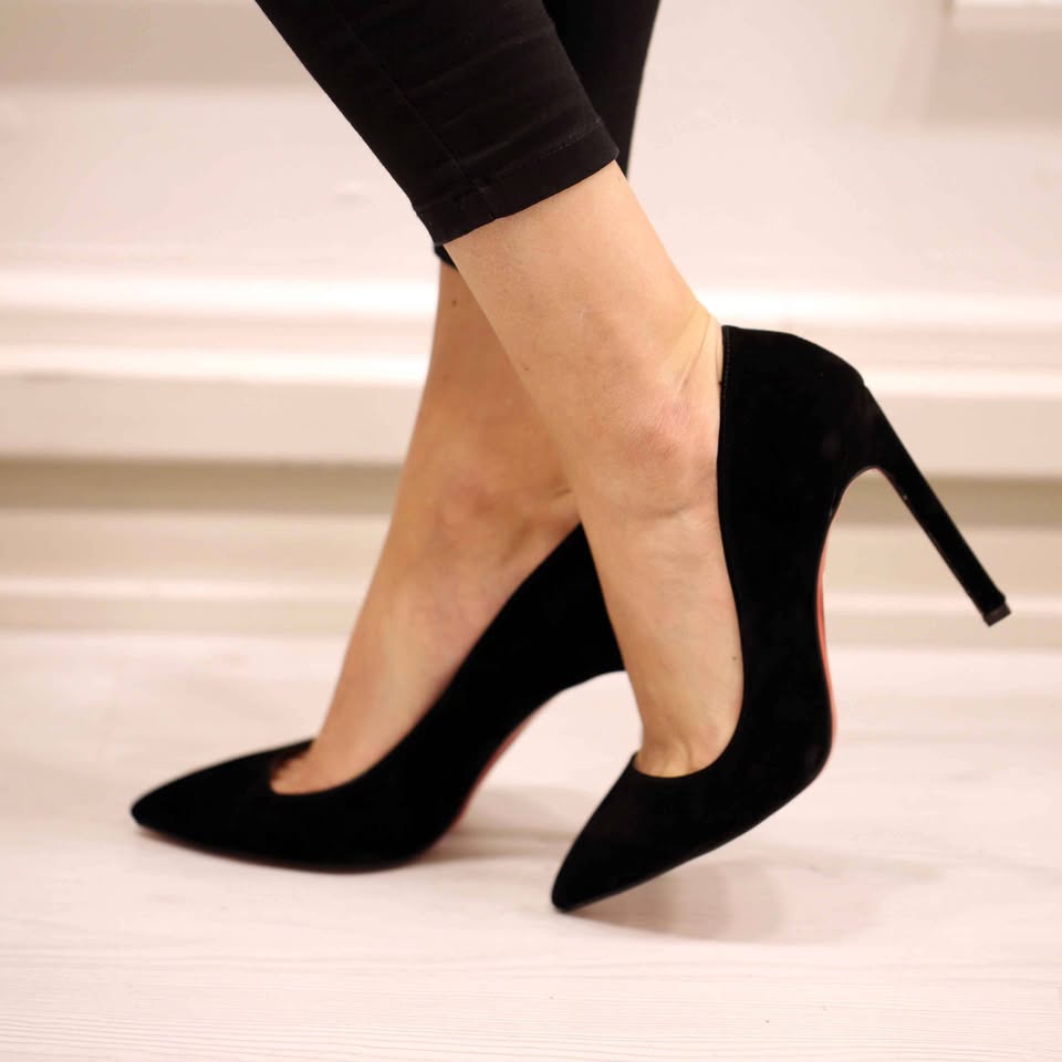 Pabuc Butik Seicelle Bayan Stiletto Ayakkabı Siyah Süet