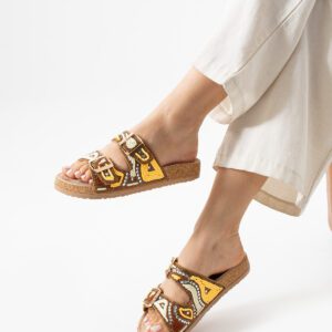 Sera Sarı Etnik Günlük Terlik